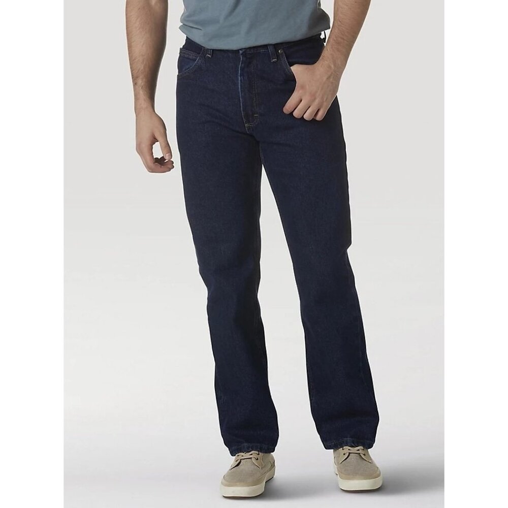 Wrangler Mens 46x32 Five Star Premium Denim Regular Fit Jeans Midnight Rinse